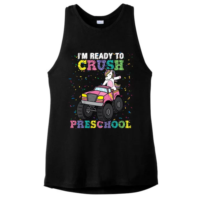 I'm Ready To Crush Preschool Unicorn Monster Truck Girl Ladies Tri-Blend Wicking Tank