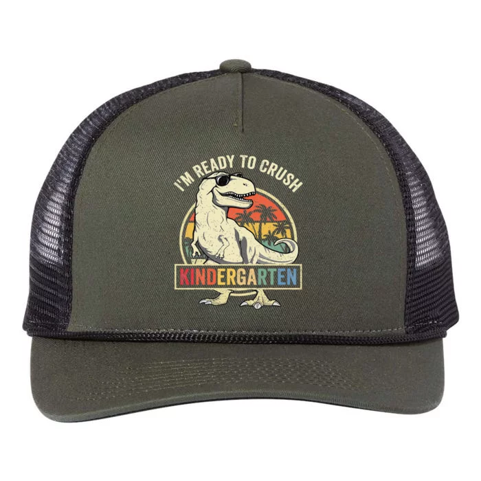 Im Ready To Crush Kindergarten Back To School Dinosaur Retro Rope Trucker Hat Cap