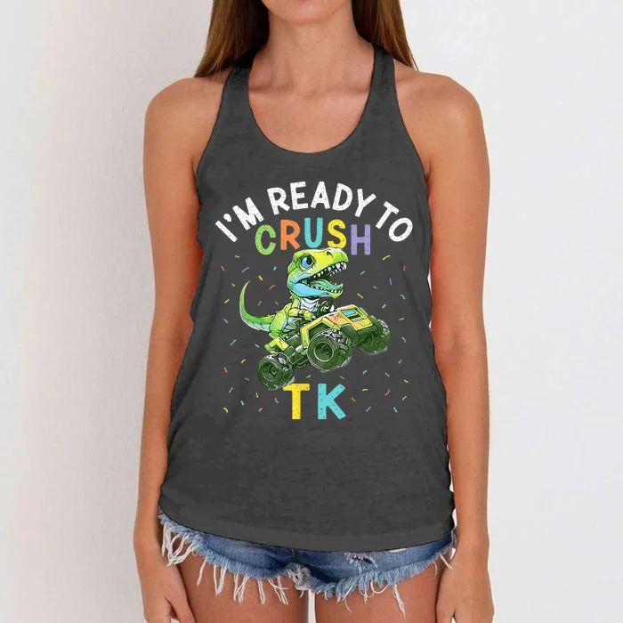 Im Ready To Crush TK Dinosaur Back To School TK Funny Women's Knotted Racerback Tank