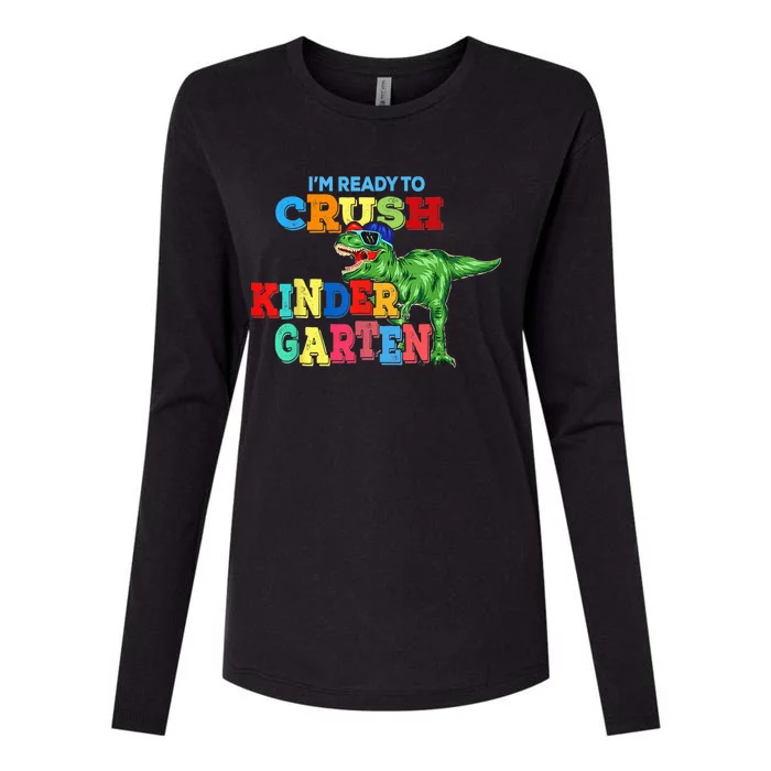 I'm Ready To Crush Kindergarten Dinosaur Back To School Kid Womens Cotton Relaxed Long Sleeve T-Shirt