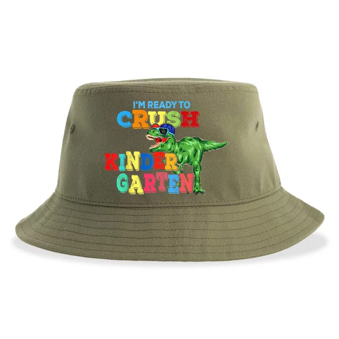 I'm Ready To Crush Kindergarten Dinosaur Back To School Kid Sustainable Bucket Hat