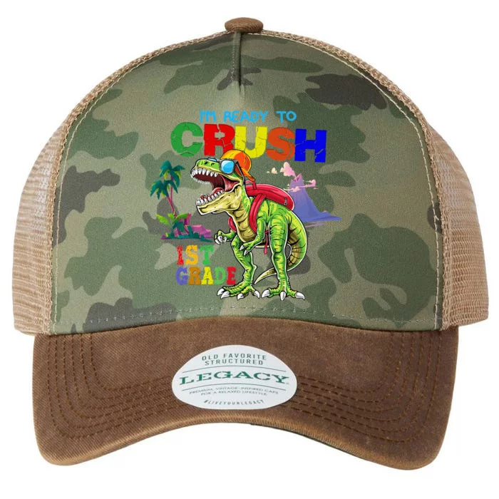 I'm Ready To Crush 1st Grade Back to School Dinosaur Legacy Tie Dye Trucker Hat