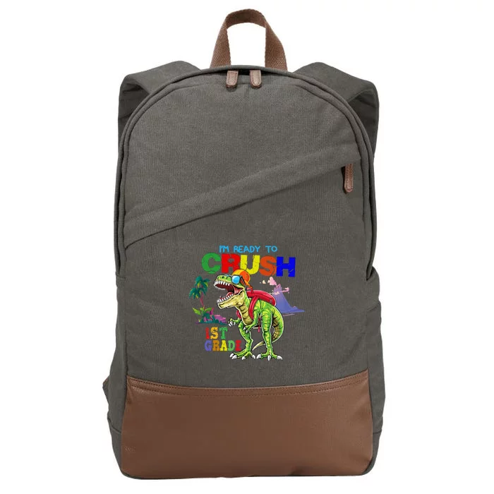 I'm Ready To Crush 1st Grade Back to School Dinosaur Cotton Canvas Backpack