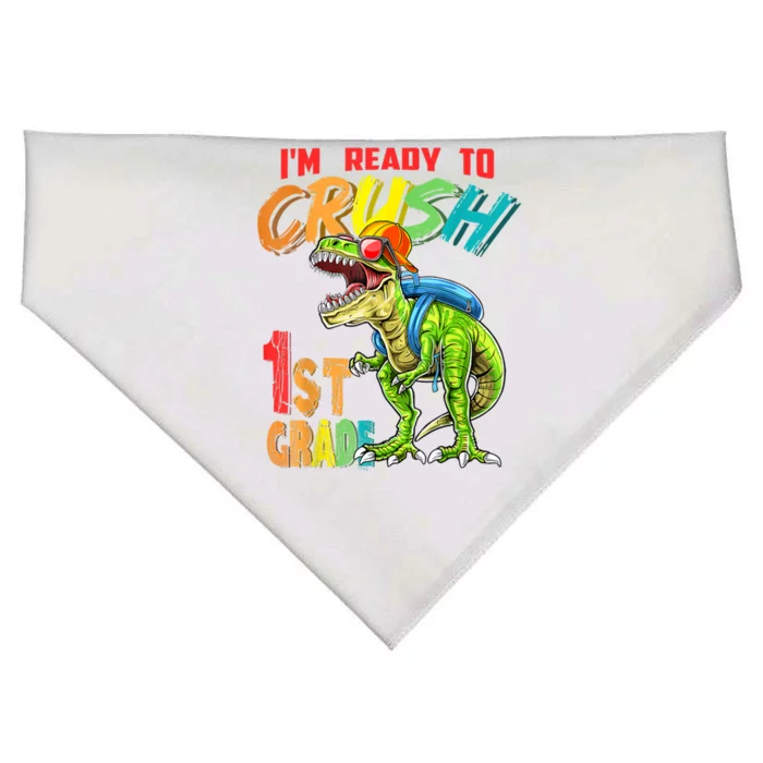 Im Ready To Crush 1St Grade T Rex Dinosaur Back To School Gift USA-Made Doggie Bandana