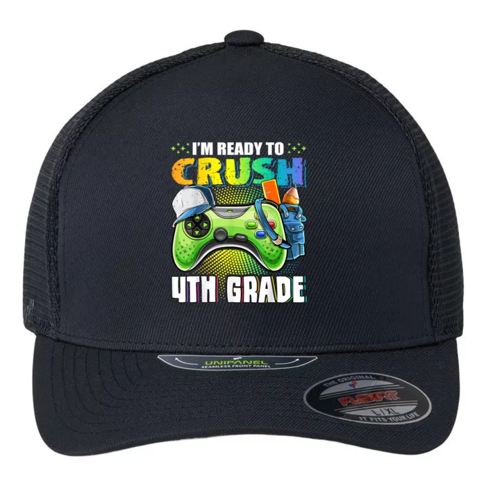 Im Ready To Crush 4th Grade Back To School Video Game Boy Flexfit Unipanel Trucker Cap