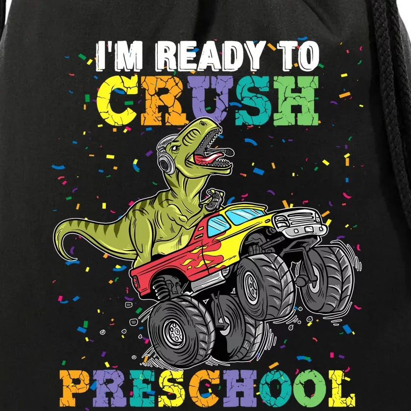 IM Ready To Crush Pre K Monster Truck Dinosaur T Rex Boy Drawstring Bag