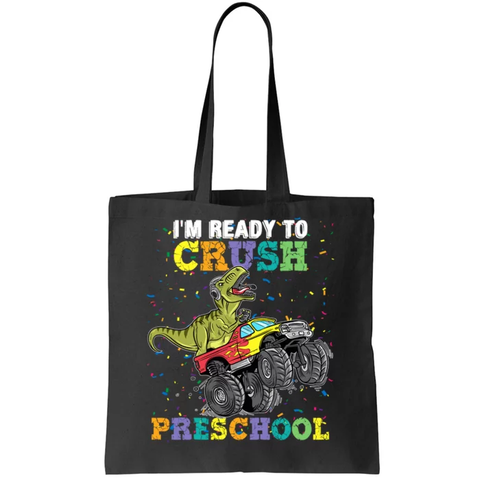 IM Ready To Crush Pre K Monster Truck Dinosaur T Rex Boy Tote Bag