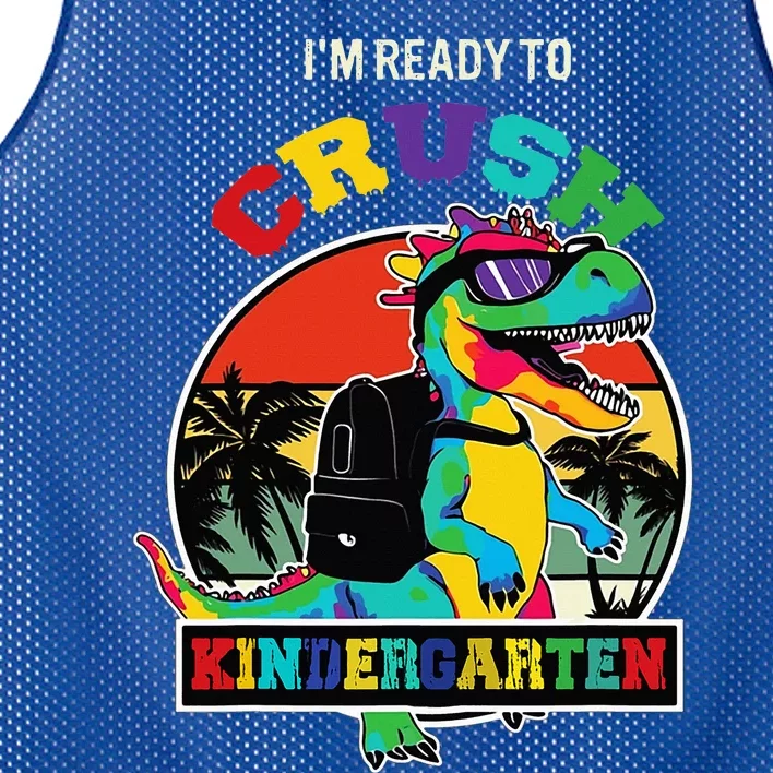 Im Ready To Crush Kindergarten Dinosaur Back To School Mesh Reversible Basketball Jersey Tank