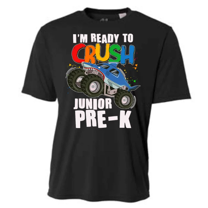 Im Ready To Crush Junior Pre K Shark Monster Truck Cooling Performance Crew T-Shirt