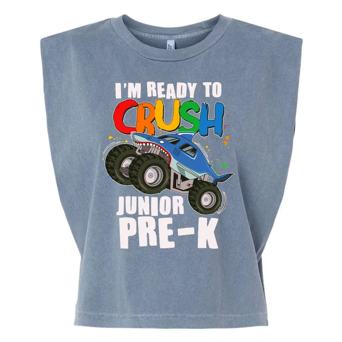 Im Ready To Crush Junior Pre K Shark Monster Truck Garment-Dyed Women's Muscle Tee