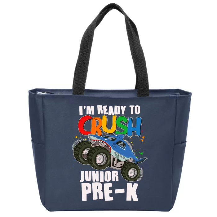 Im Ready To Crush Junior Pre K Shark Monster Truck Zip Tote Bag