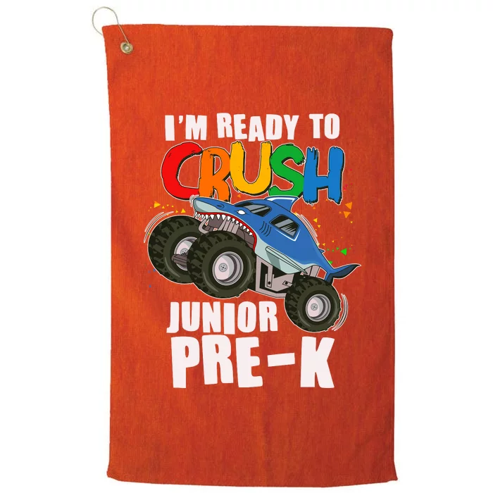 Im Ready To Crush Junior Pre K Shark Monster Truck Platinum Collection Golf Towel