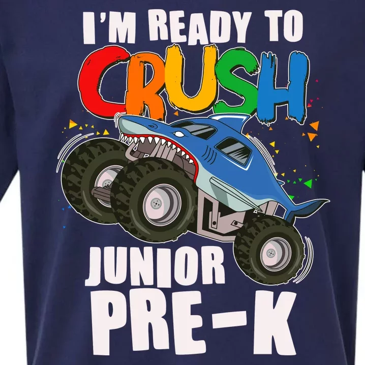 Im Ready To Crush Junior Pre K Shark Monster Truck Sueded Cloud Jersey T-Shirt