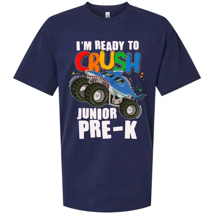 Im Ready To Crush Junior Pre K Shark Monster Truck Sueded Cloud Jersey T-Shirt