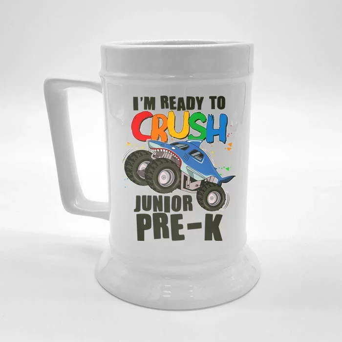 Im Ready To Crush Junior Pre K Shark Monster Truck Front & Back Beer Stein