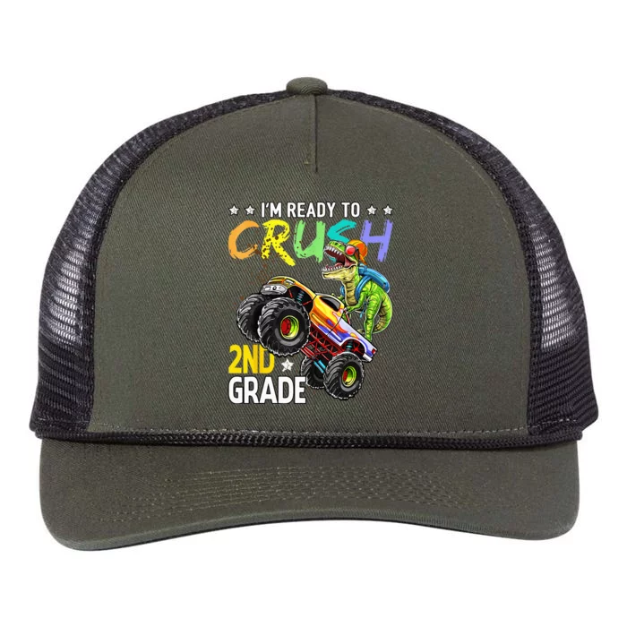 Im Ready To Crush 2nd Grade Dinosaur First Day Of School Retro Rope Trucker Hat Cap