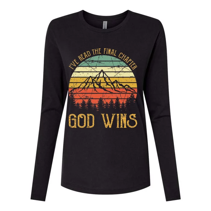 I’ve Read The Final Chapter God Wins retro Christian Womens Cotton Relaxed Long Sleeve T-Shirt