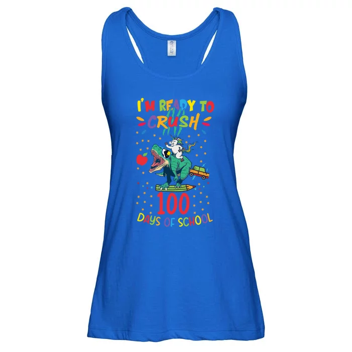 Im Ready To Crush 100 Days Of School Unicorn Riding Dinosaur Cool Gift Ladies Essential Flowy Tank