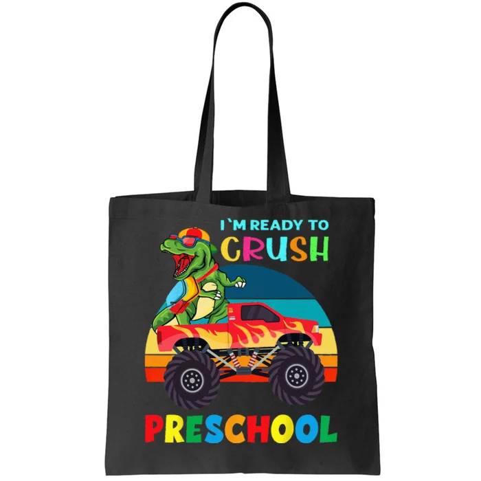 Im Ready To Crush Preschool Monster Truck Dinosaur Tote Bag