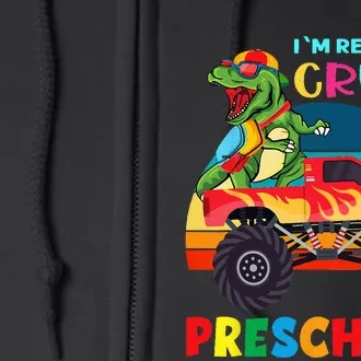 Im Ready To Crush Preschool Monster Truck Dinosaur Full Zip Hoodie