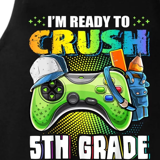 Im Ready To Crush 5th Grade Back To School Video Game Boy Ladies Tri-Blend Wicking Tank