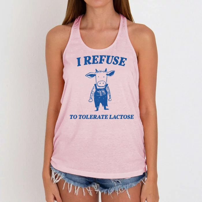 I Refuse To Tolerate Lactose Cow Women's Knotted Racerback Tank