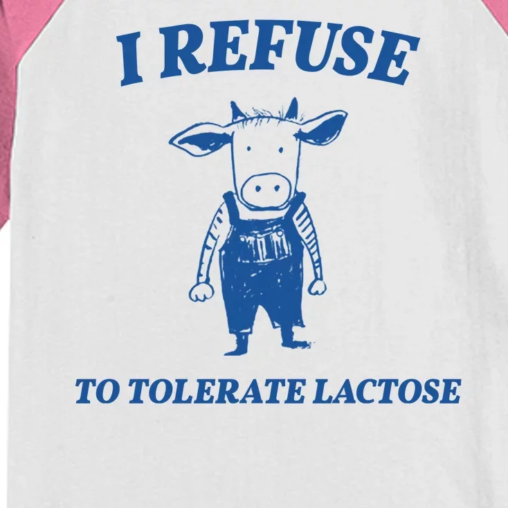 I Refuse To Tolerate Lactose Cow Kids Colorblock Raglan Jersey