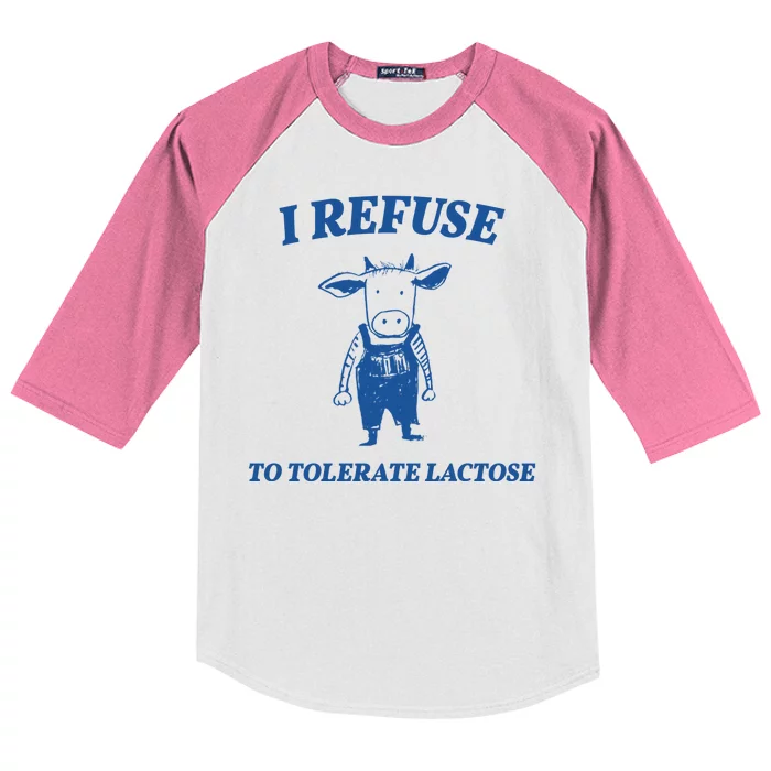 I Refuse To Tolerate Lactose Cow Kids Colorblock Raglan Jersey