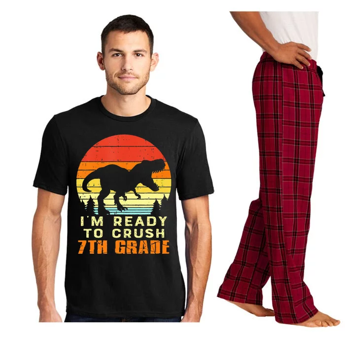 Im Ready To Crush 7th Grade Trex Dino Retro First Day Pajama Set