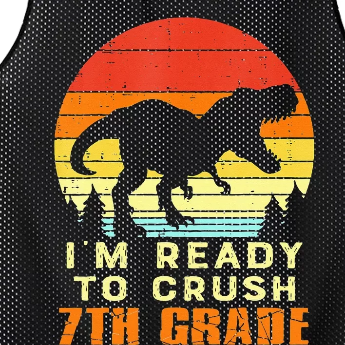 Im Ready To Crush 7th Grade Trex Dino Retro First Day Mesh Reversible Basketball Jersey Tank