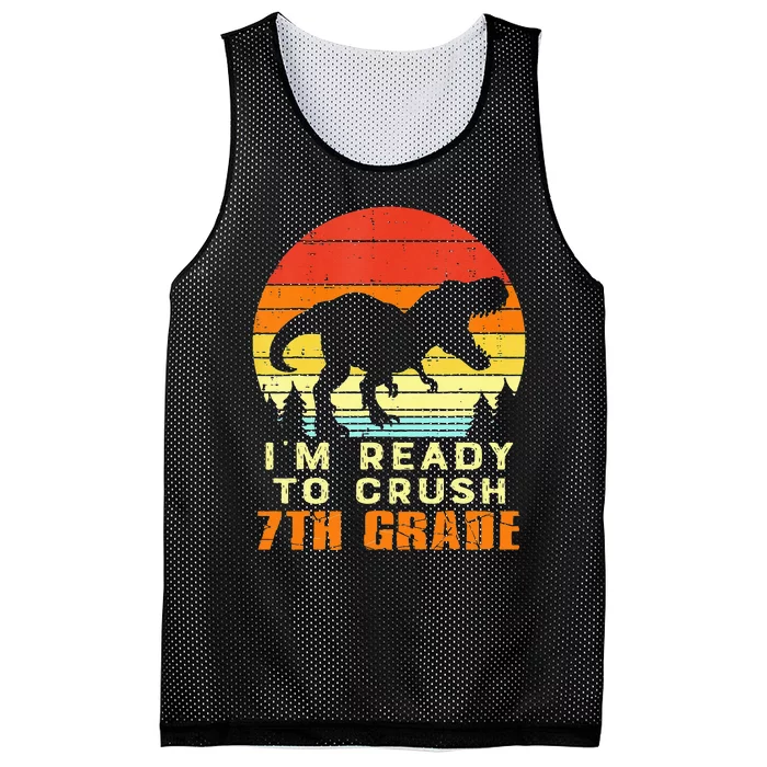 Im Ready To Crush 7th Grade Trex Dino Retro First Day Mesh Reversible Basketball Jersey Tank