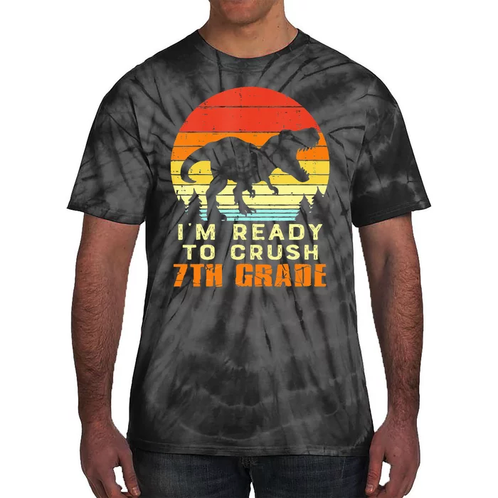 Im Ready To Crush 7th Grade Trex Dino Retro First Day Tie-Dye T-Shirt