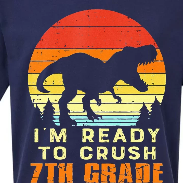 Im Ready To Crush 7th Grade Trex Dino Retro First Day Sueded Cloud Jersey T-Shirt