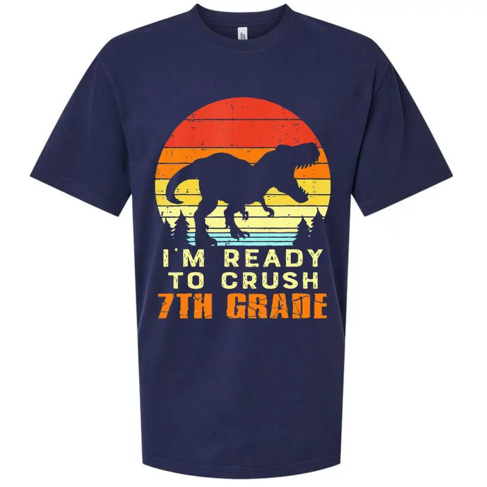 Im Ready To Crush 7th Grade Trex Dino Retro First Day Sueded Cloud Jersey T-Shirt