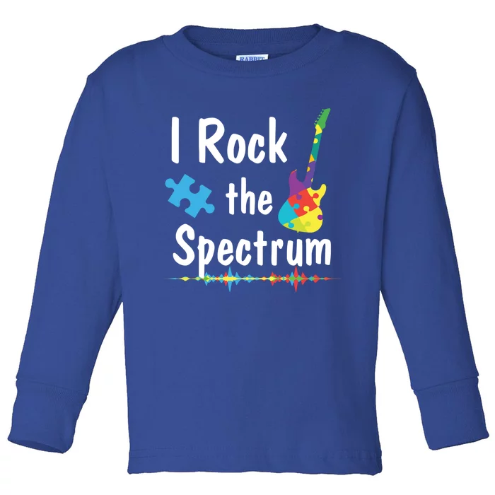 I Rock The Spectrum Funny Gift Autism Awareness Electric Guitar Gift Toddler Long Sleeve Shirt