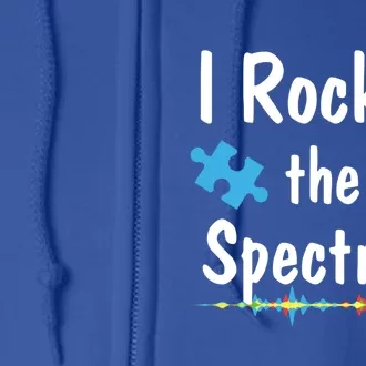 I Rock The Spectrum Funny Gift Autism Awareness Electric Guitar Gift Full Zip Hoodie