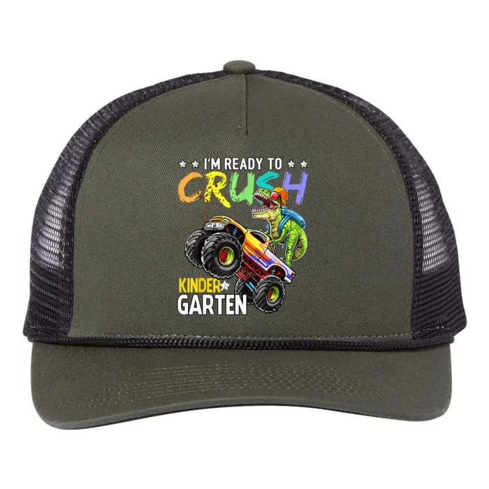 Im Ready To Crush Kindergarten Dinosaur First Day Of School Retro Rope Trucker Hat Cap