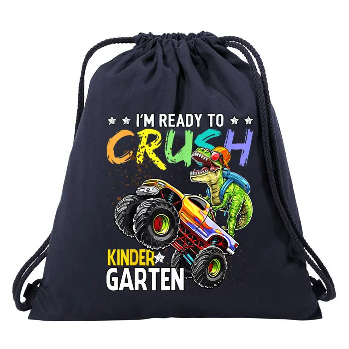 Im Ready To Crush Kindergarten Dinosaur First Day Of School Drawstring Bag