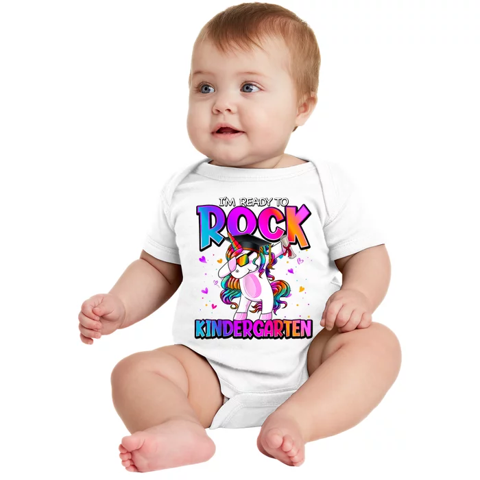 Im Ready To Rock Kindergarten Unicorn Back To School Girl Baby Bodysuit