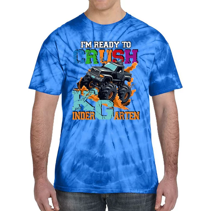 Im Ready To Crush Kindergarten Monster Truck Dinosaur Tie-Dye T-Shirt