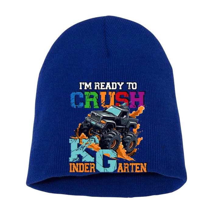 Im Ready To Crush Kindergarten Monster Truck Dinosaur Short Acrylic Beanie