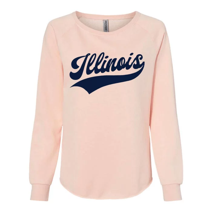 Illinois Retro Throwback Design Classic Womens California Wash Sweatshirt