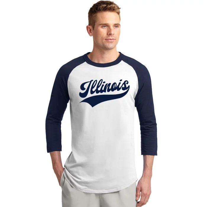 Illinois Retro Throwback Design Classic Baseball Sleeve Shirt