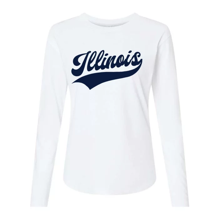 Illinois Retro Throwback Design Classic Womens Cotton Relaxed Long Sleeve T-Shirt