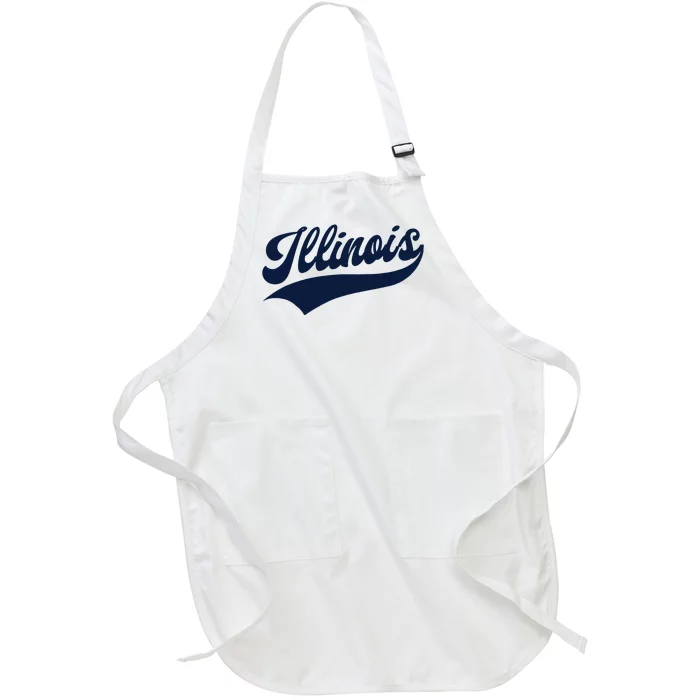 Illinois Retro Throwback Design Classic Full-Length Apron With Pocket