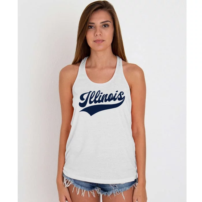 Illinois Retro Throwback Design Classic Women's Knotted Racerback Tank