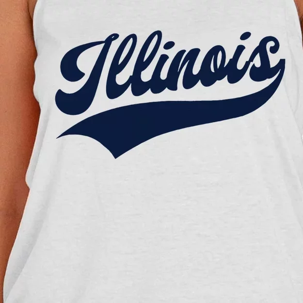 Illinois Retro Throwback Design Classic Women's Knotted Racerback Tank