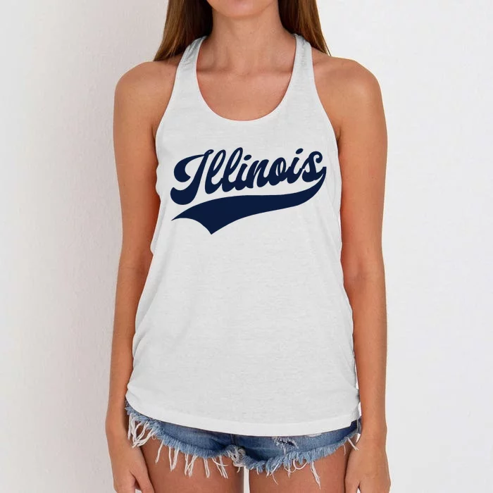 Illinois Retro Throwback Design Classic Women's Knotted Racerback Tank