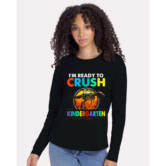 im ready to crush kindergarten back to school dinosaur Womens Cotton Relaxed Long Sleeve T-Shirt