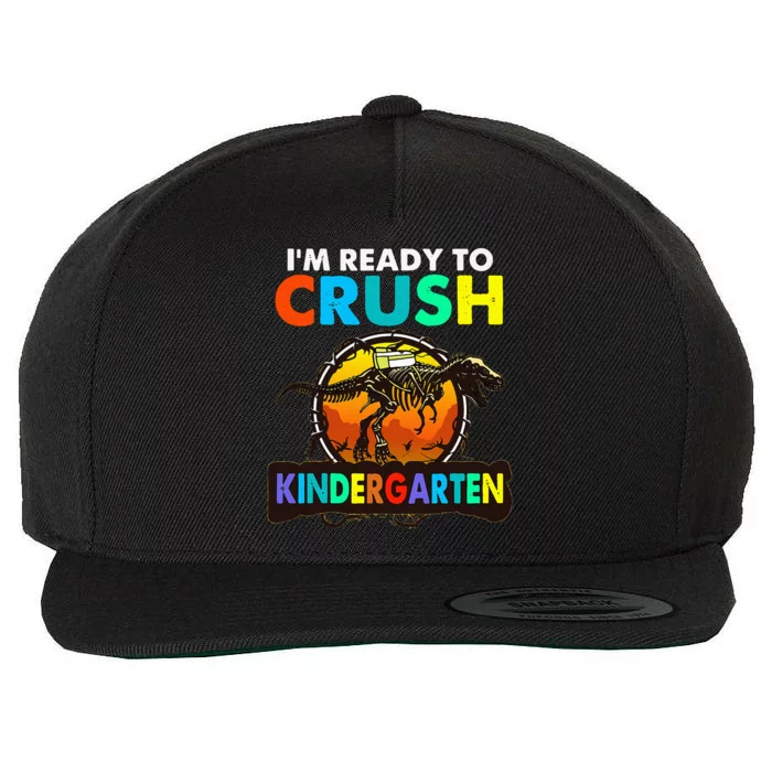 im ready to crush kindergarten back to school dinosaur Wool Snapback Cap